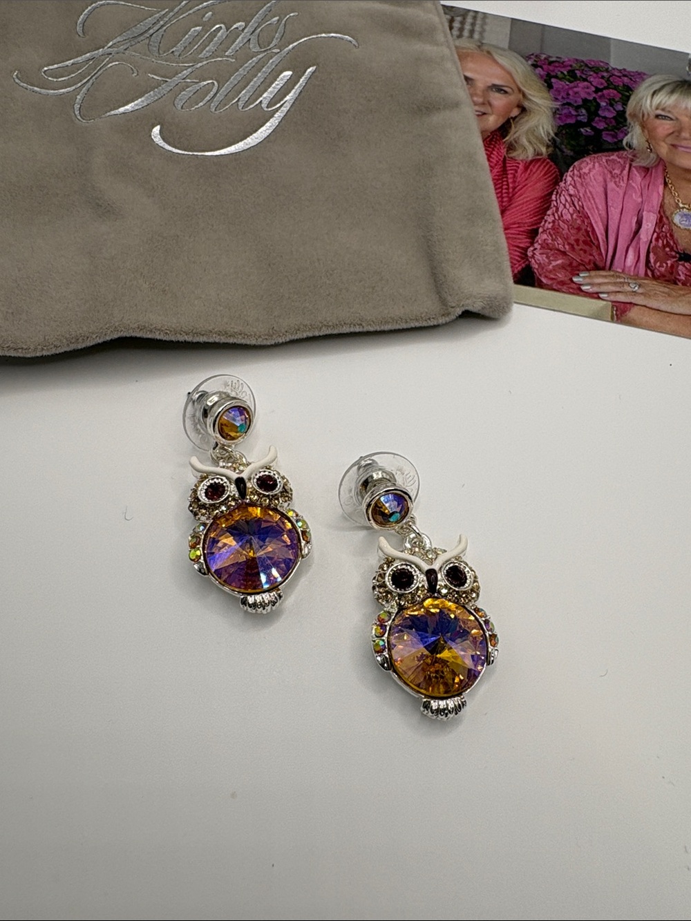 Kirk’s Folly Crystal Owl Drop Earrings